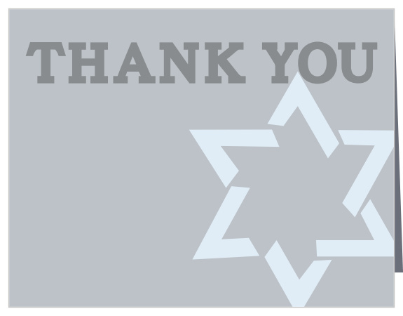 Decorated with a large Star of David, your guests will love receiving the Star of David Bar Mitzvah Thank You Card.