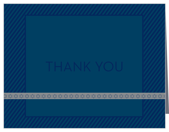 Full of detail, the Diagonal Stripes Bar Mitzvah Thank You Card makes for a card your family and friends will love! Customize each element so they can't help but to think of you! 