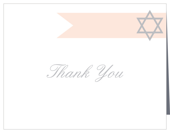 This adorable Side Banner Bat Mitzvah Thank You Card will definitely bring a smile to your family and friends' faces. Completely customizable, too!