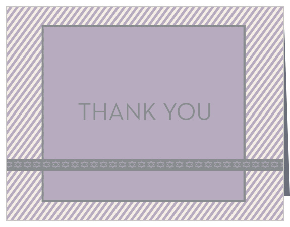 The Diagonal Stripes Bat Mitzvah Thank You Card is absolutely adorable! With it's striped border and star banner, express your gratitude to family and friends in style!