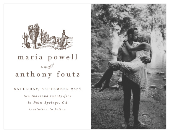 Family and friends are sure to pencil in your wedding day when you send out our Desert Chic Save the Date Cards.