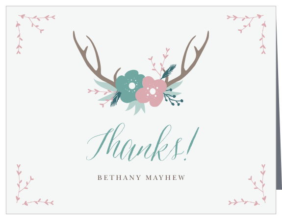 Trendy and fun, the Antler Florals Bridal Shower Thank You Cards makes for the perfect way to send your thanks! Customize the fonts, text and colors!