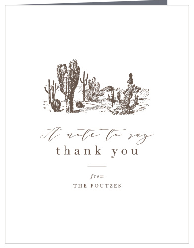 Show appreciation for the support of family and friends on your special day with our Desert Chic Wedding Thank You Cards.