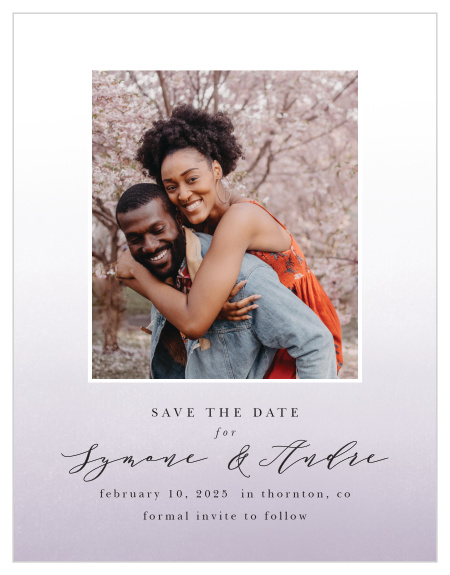 Let your family and friends know of your recent engagement, and upcoming wedding, with our Awesome Ombre Save the Date Cards!