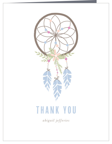 Whimsically designed, the Dream Catcher Bridal Shower Thank You Card is perfect for those who love the new, trendy, tribal look.