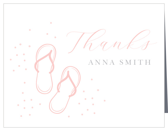 Perfect for summertime or a beach themed event, the Flip Flop Bridal Shower Thank You Card will absolutely be a hit amongst friends and loved ones! Completely customizable too!