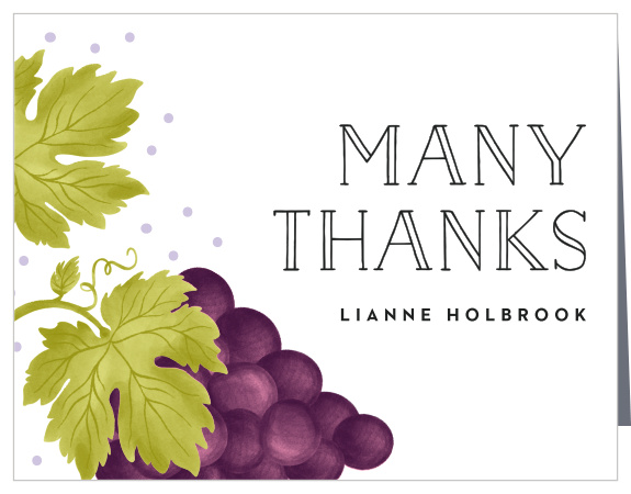 Classy and simple, the Grape Vine Bridal Shower Thank You Card makes for the perfect way to express your gratitude to family and friends.