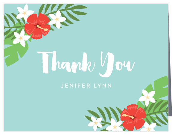 Express your gratitude with a tropical twist with the Hawaii Bridal Shower Thank You Card!  Customize the font, text and colors of this design!