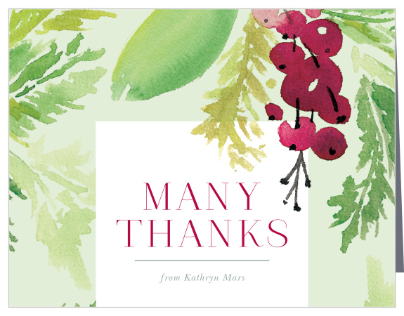 The Holly Bridal Shower Thank You Card is perfect for those who are celebrating near the holidays! Customize the font, text and colors of this design to create a card unique to you!
