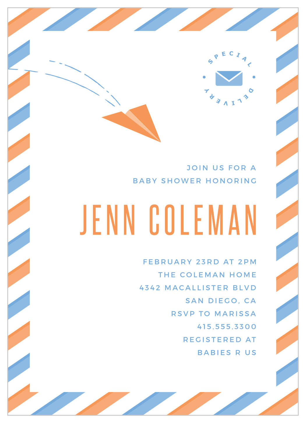 Paper Airplanes Baby Shower Invitations