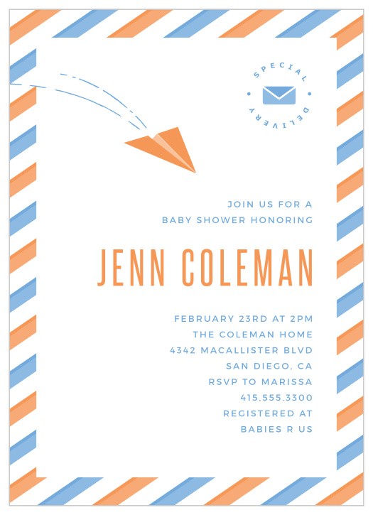 The Paper Airplanes Baby Shower Invitation is the perfect way to invite guests to your party.