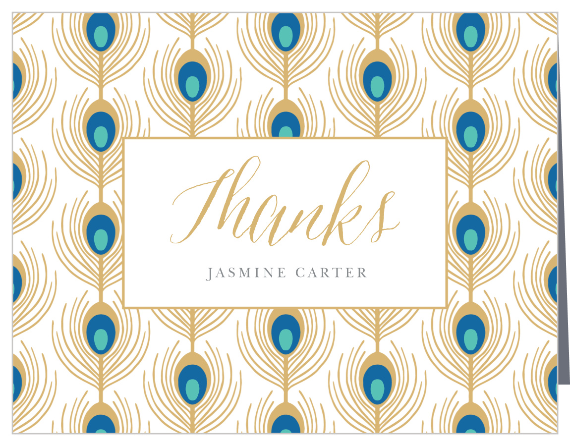 Peacock Feather Bridal Shower Thank You Cards