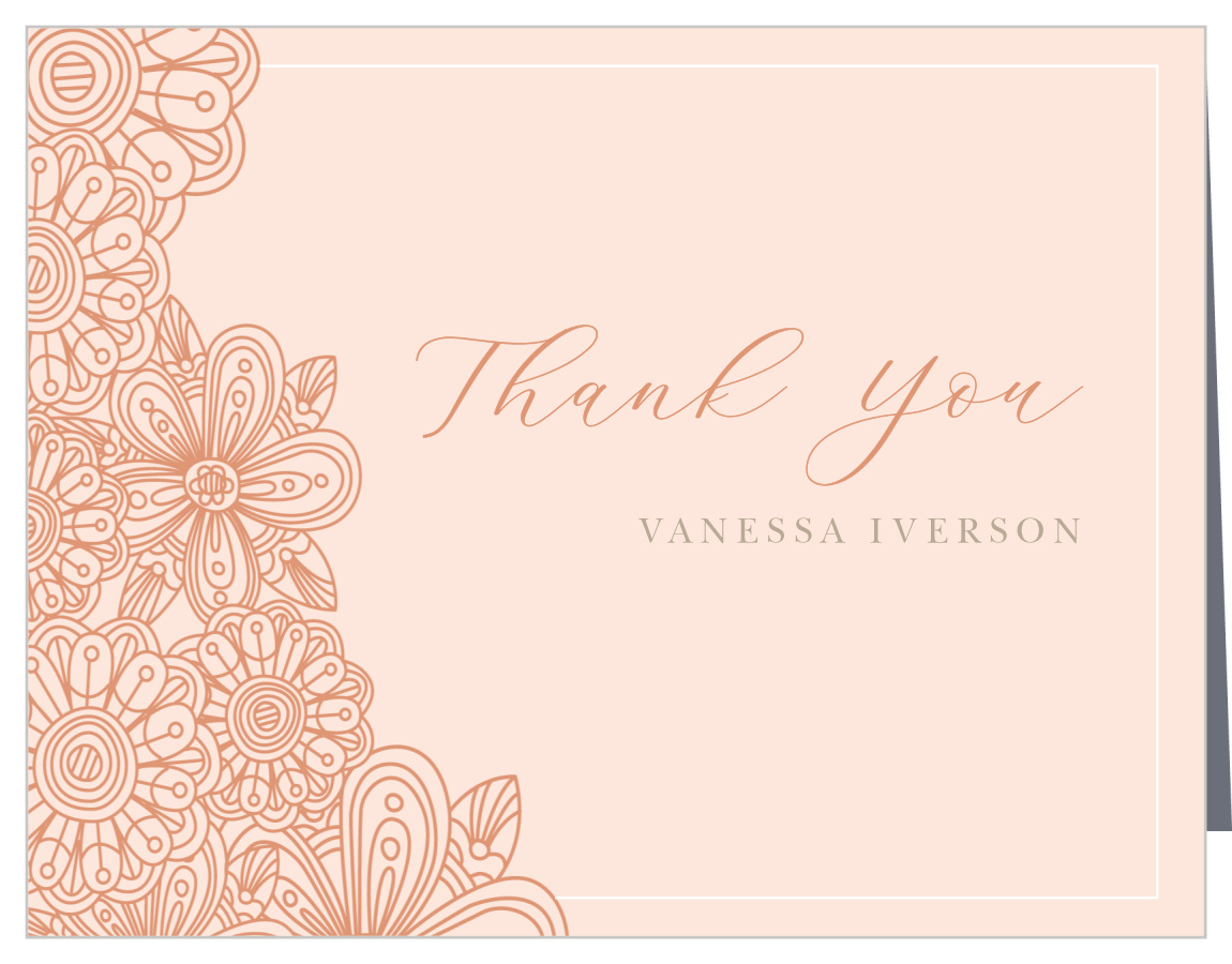 Pink Paisley Flower Bridal Shower Thank You Cards