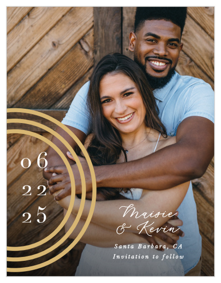 Family and friends are sure to mark off their calendars for your special day when you send out our Modern Circles Save the Date Cards.
