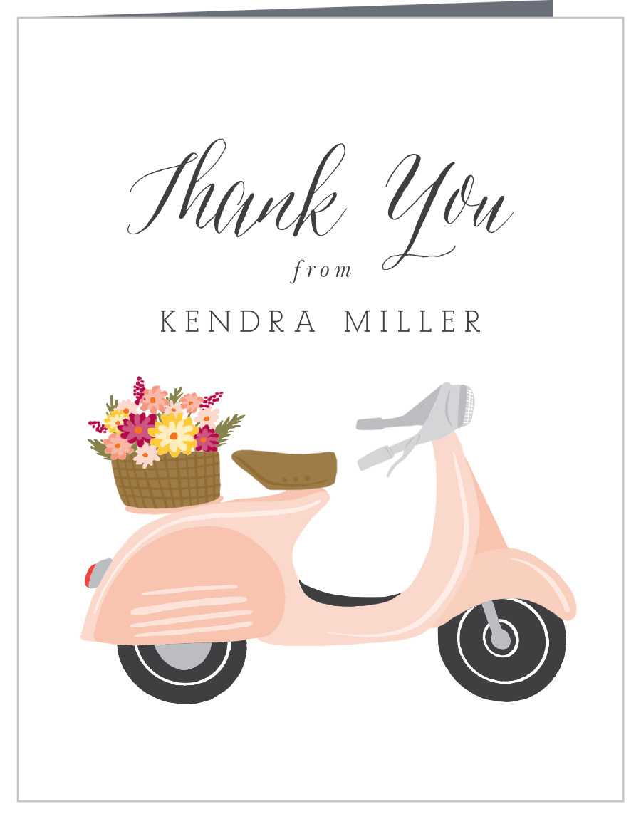 Floral Scooter Bridal Shower Thank You Cards