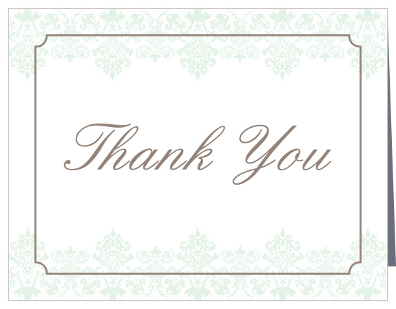 With an elegant damask pattern and delicate border, the Sophisticated Bride Bridal Shower Thank You Card is perfect for those wanting a high-end way to say thanks! Completely customizable, too!