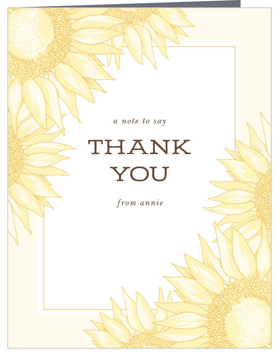 Sunflower Double Sided Bridal Shower Thank You Cards