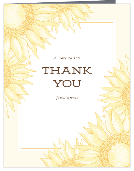 With a large sunflower at the focus of this card, the Sunflower Double Sided Bridal Shower Thank You Card will brighten anyone's day! Completely customizable, too!