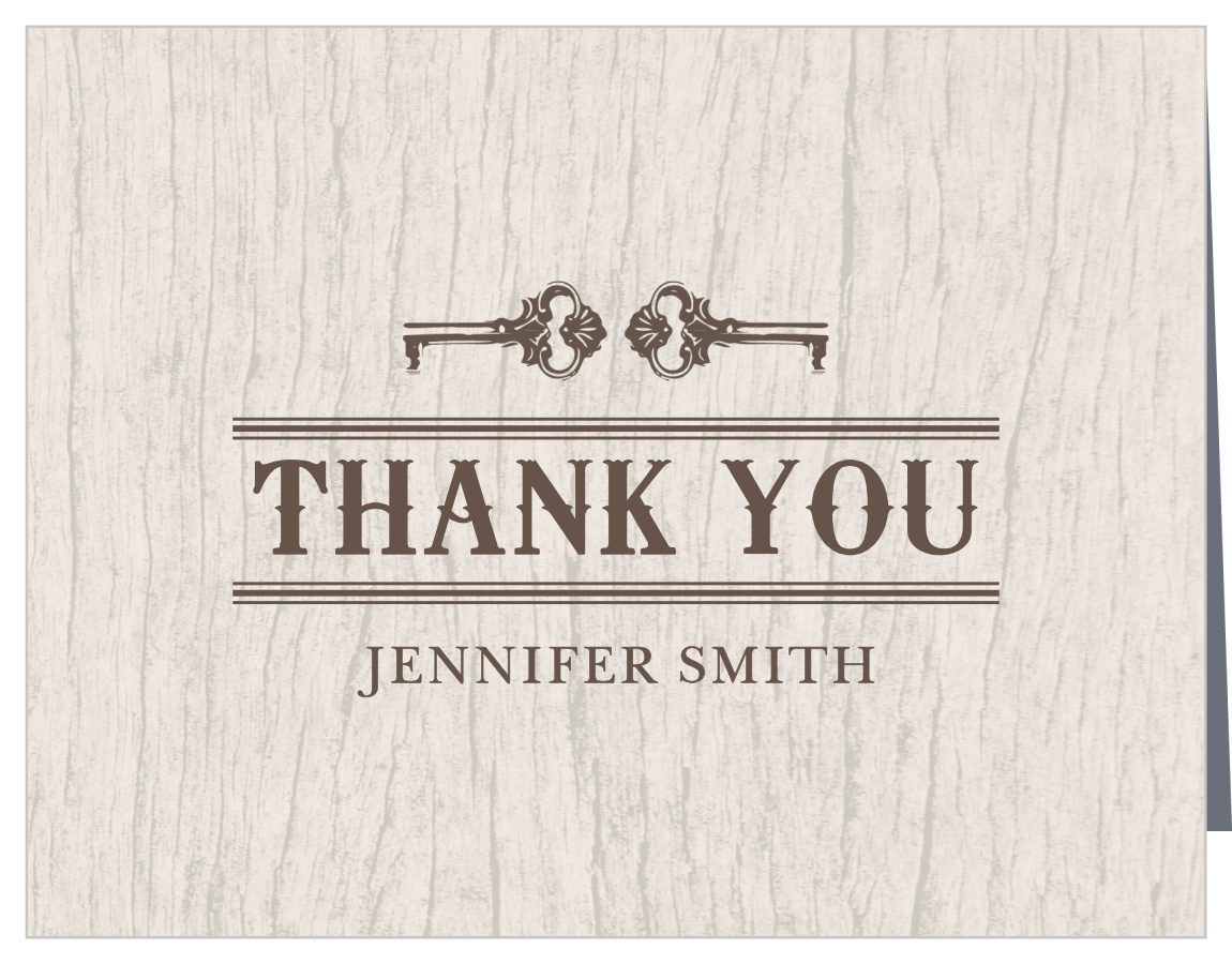 Carved Wood Bridal Shower Thank You Cards