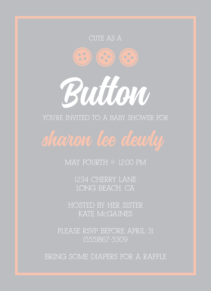Modern Buttons Baby Shower Invitations