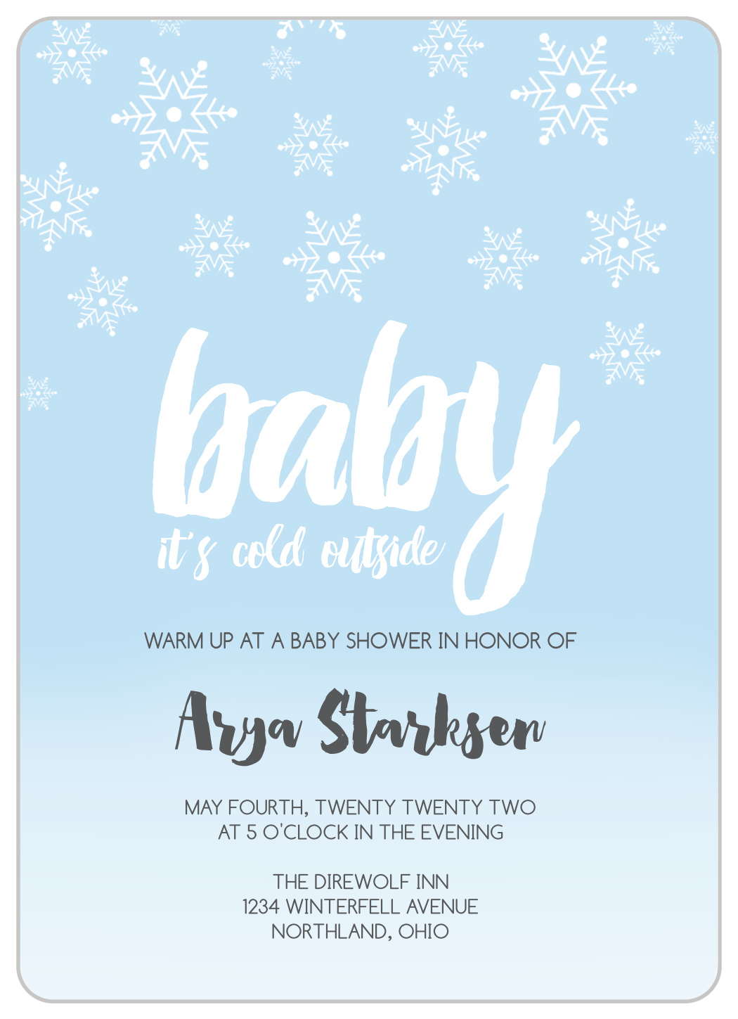 Snowy Winter Baby Shower Invitations