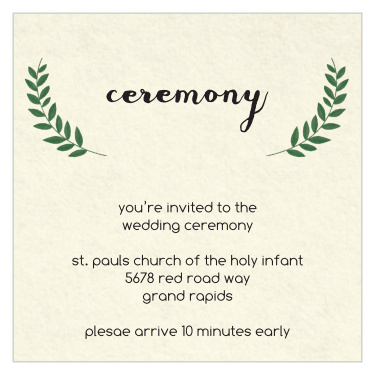Invite your guests to your ceremony with this ceremony card.