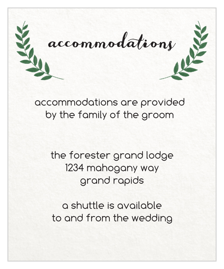 Vintage Wreath Accommodation Cards
