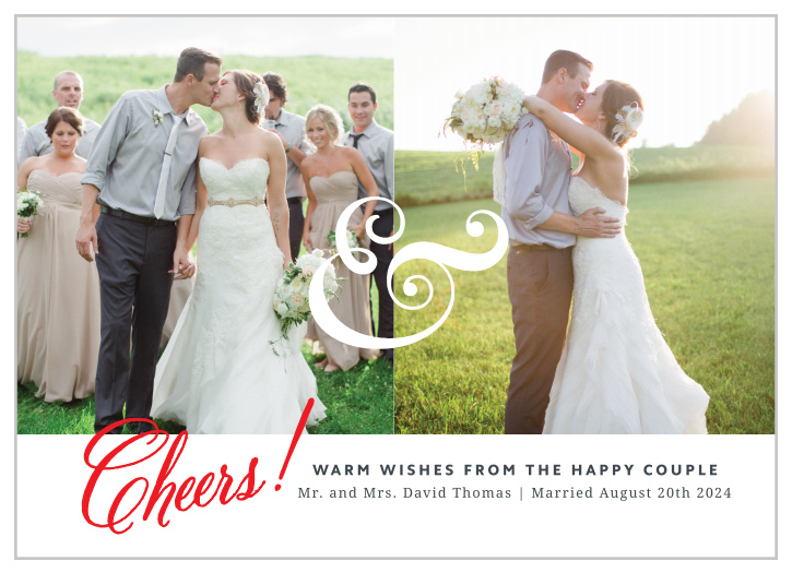 Fresh modern holiday card, adorned with a large ampersand front and center, and a hand scripted "Cheers!", give this holiday card a sleek and classic look.