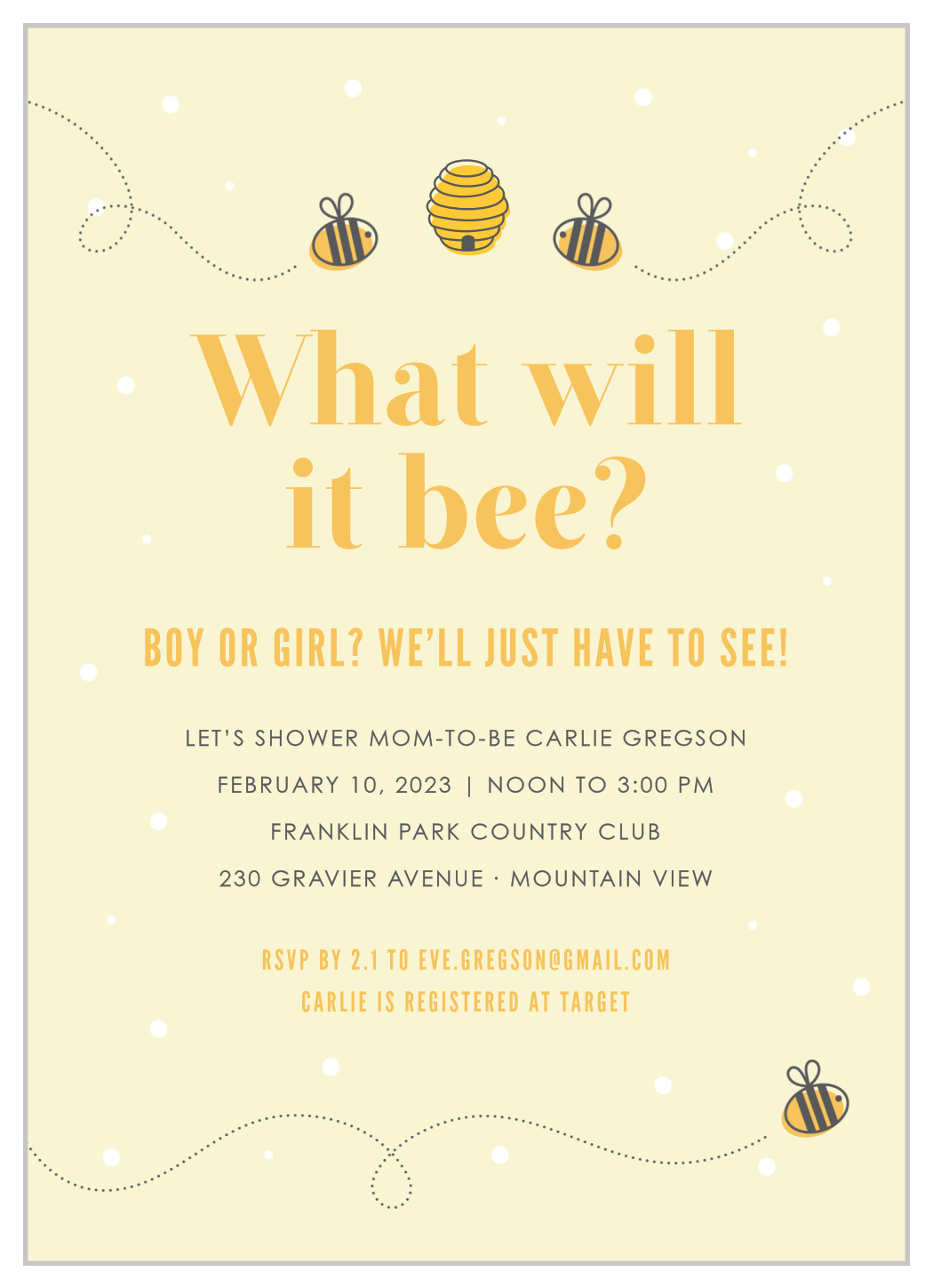 What Will It Bee Baby Shower Invitations