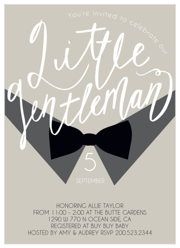 The Little Gentle Baby Shower is features a fun bow-tie and dress shirt theme, perfect for your classy little man and baby shower.