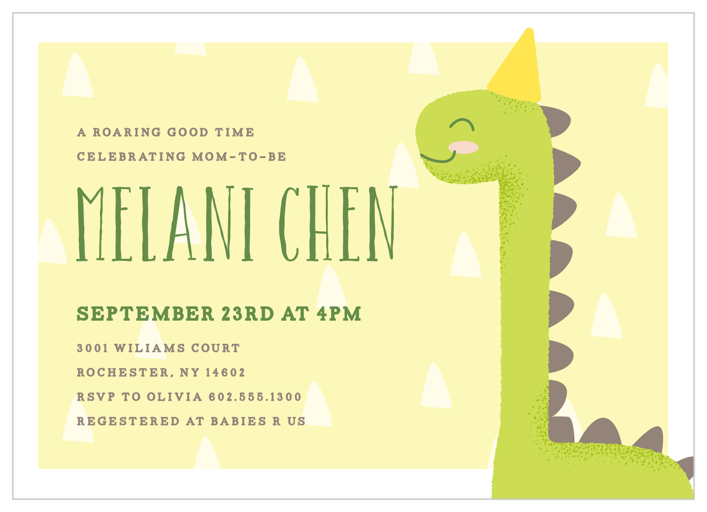 Dino Letters Baby Shower Invitations
