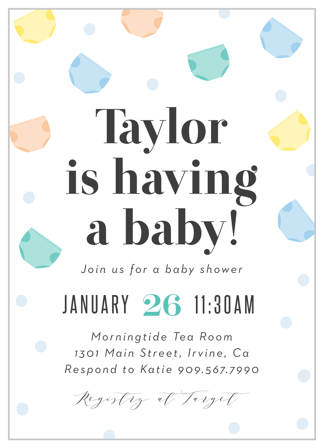 Diaper Line Baby Shower Invitations