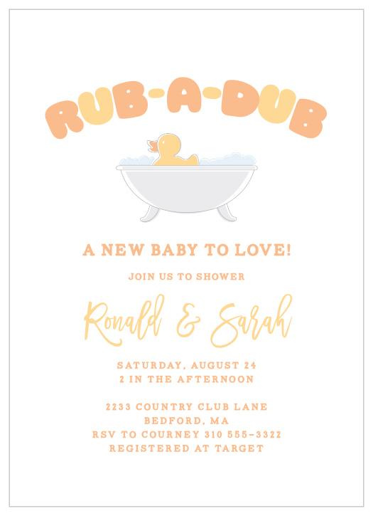 The Rub a Dub Baby Shower will delight your guests with its cute and minimal bathtub, bubbles, and rubber ducks.