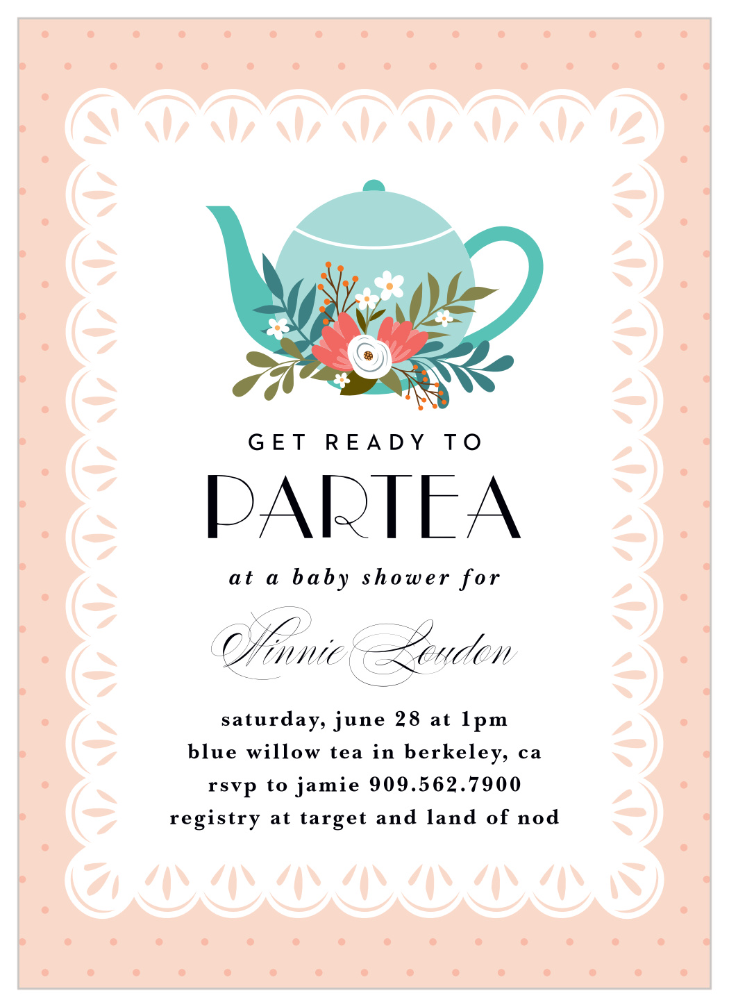 Tea Party Baby Shower Invitations