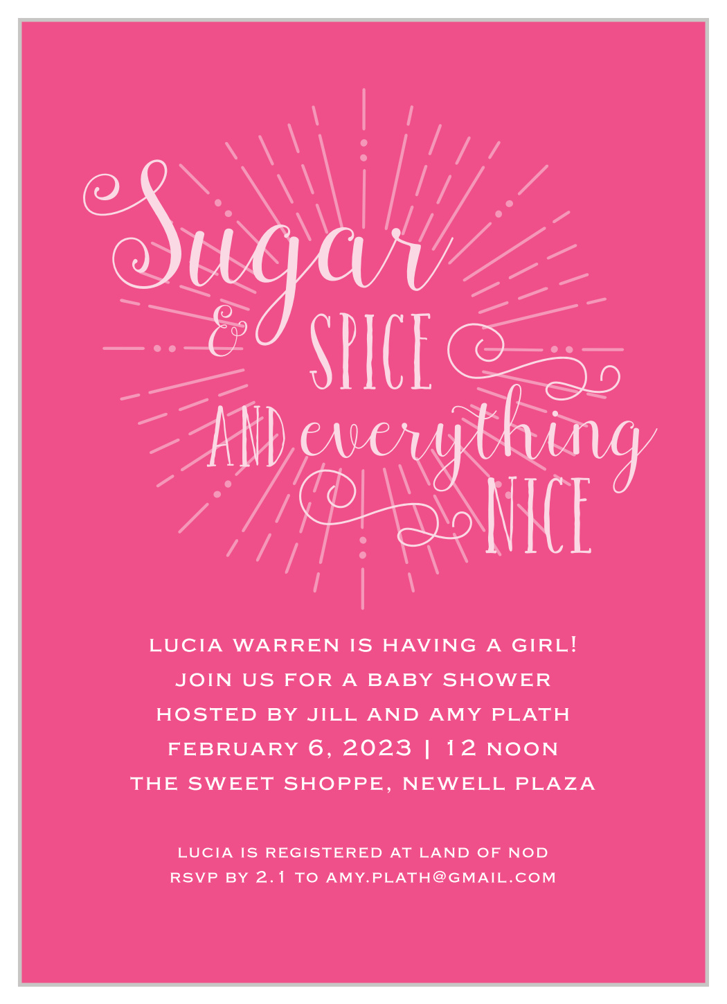Sugar & Spice Typography Baby Shower Invitations