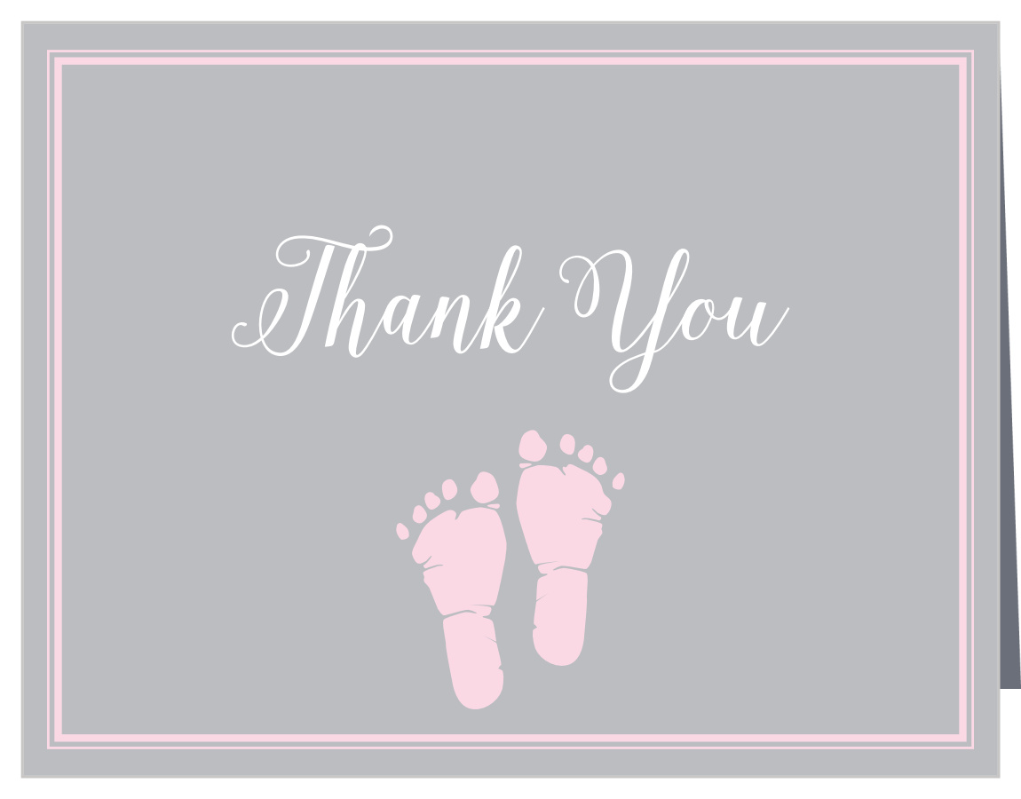 Little Girl's Footprints Baby Shower Thank You Cards