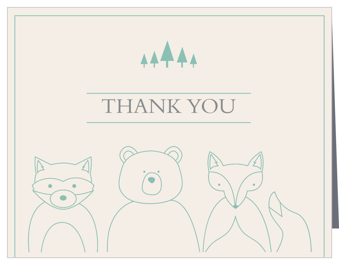 Woodland Outline Baby Shower Thank You Cards