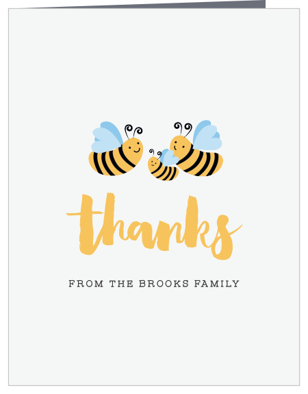 Decorated with two adorable bumble bees, the Soon To Bee Baby Shower Thank You Card is the perfect way to express your gratitude to friends and loved ones! Customize the fonts, text and colors of this design!
