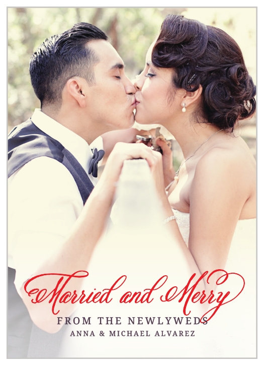 The Newlywed Bliss holiday cards let you upload your favorite photo to become the background of the card. 