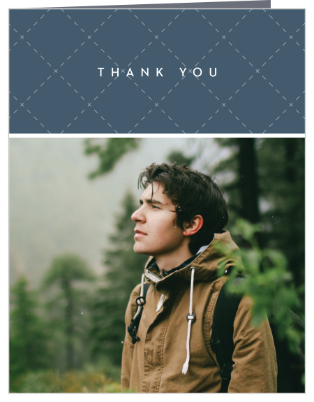 Our Stitched Pillow Graduation Thank You Card offers a unique, stitch-like background with a photo of your graduate to give you a one of a kind card. Choose from hundreds of font, text and color options 