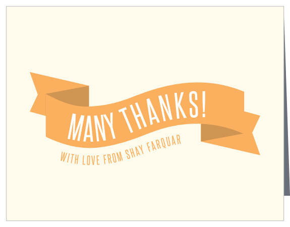 The Ribbon Success Graduation Thank You Card offers a beautifully illustrated ribbon with your message of thanks written across, while your name is written just below.