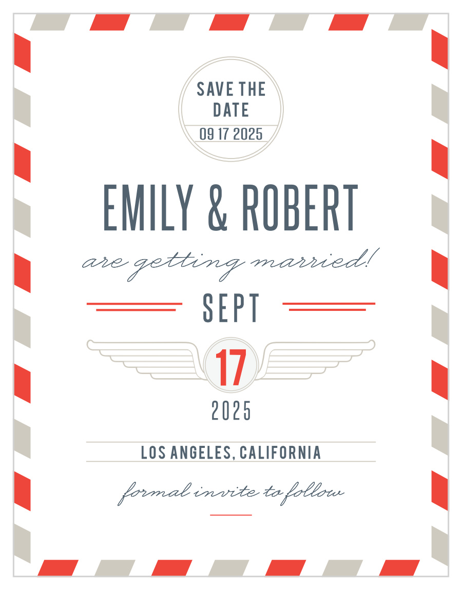 Antique Airmail Save the Date Cards