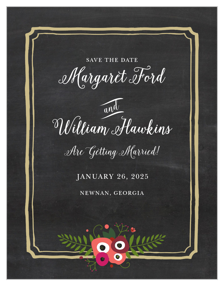 Chalkboard Blossom Save the Date Cards
