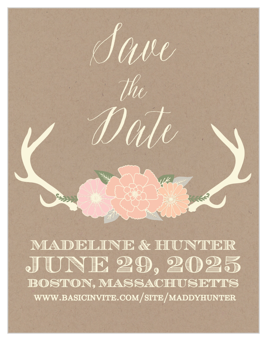 Blooming Antlers Save the Date Cards