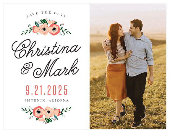 Fall in love with the Botanical Love Save the Date Cards.