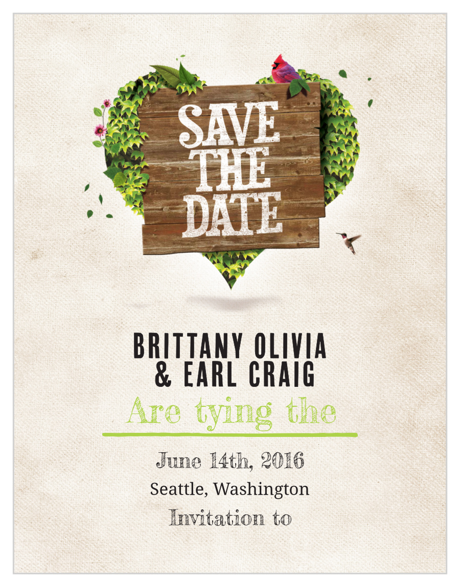 Heart Shrubbery Save-the-Date Cards