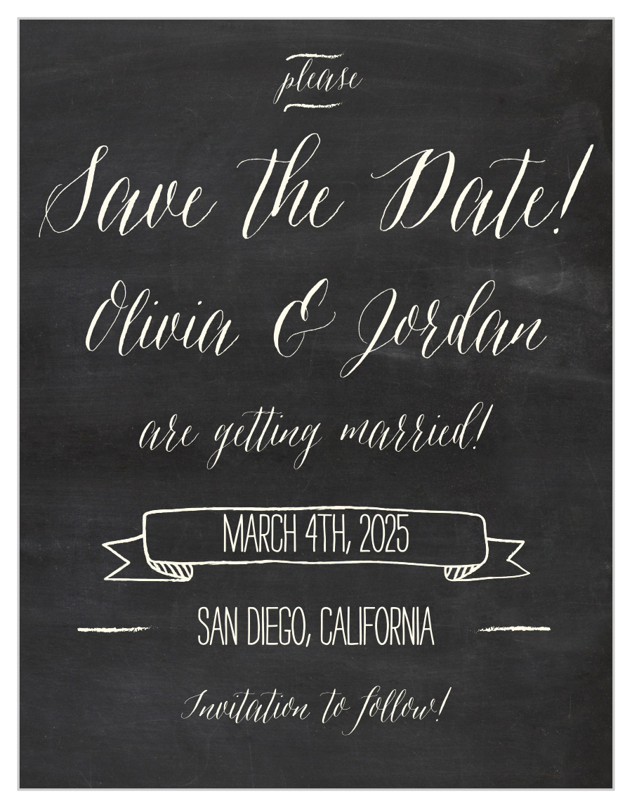 Chalkboard Lettering Save the Date Cards
