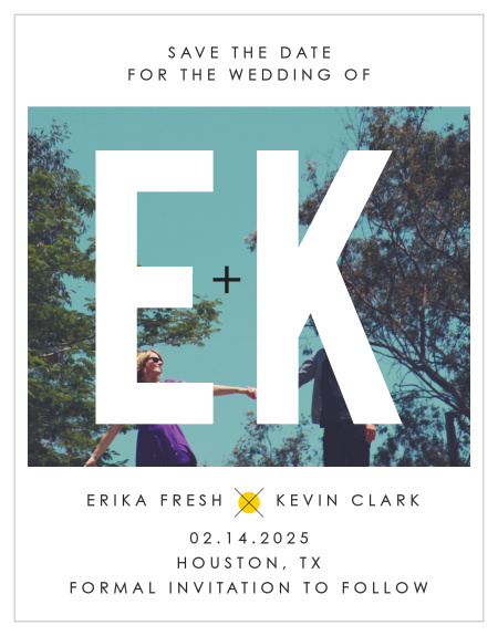 The Your Initials save-the-date cards is part of the Love vs Design collection by Basic Invite.