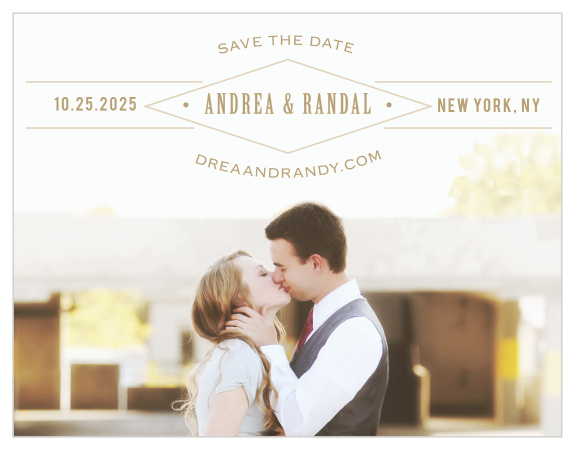 Give guests advance notice with the contemporary elegance of the Diamond Field Save-the-Date Cards.