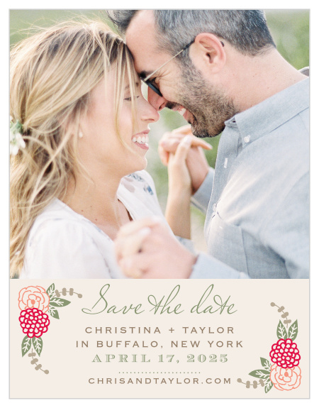 Bunches of charming blooms accent your text on the Floral Chic Save-the-Date Magnets.